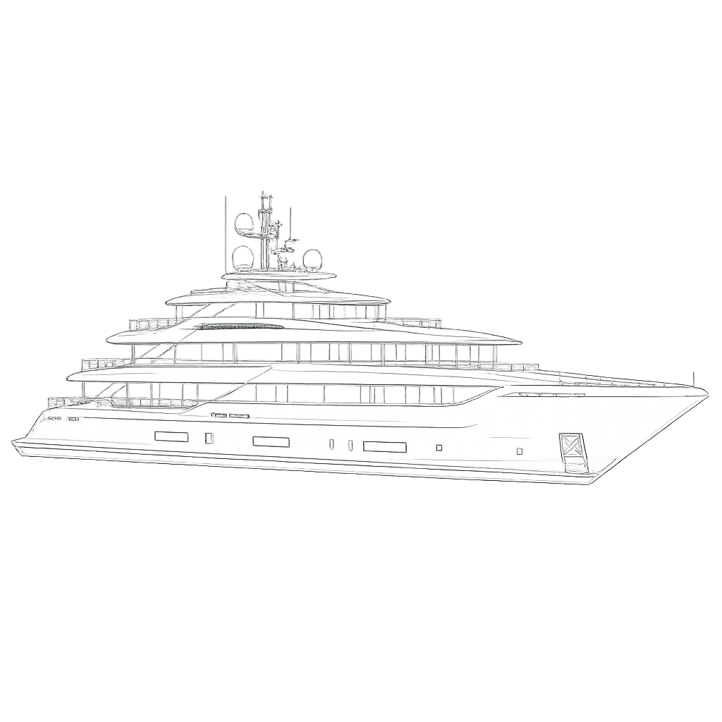 White luxury yacht graphic on a white background